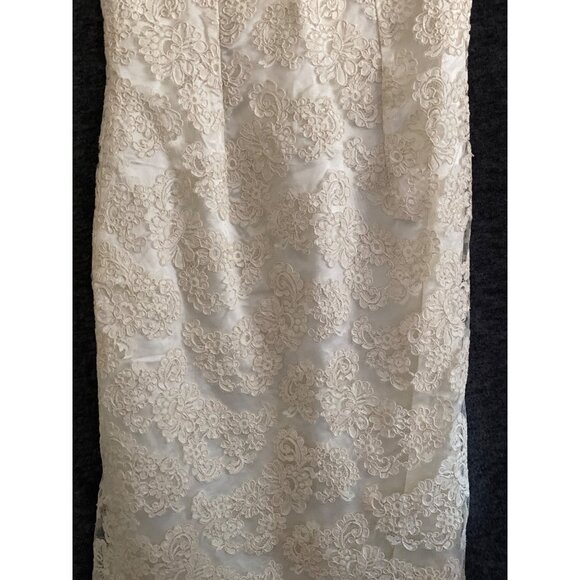 VTG Bridal Dress Wiggle Brocade Lace Cream Ivory Rehearsal Prom Sophia Loren XS - Picture 5 of 16